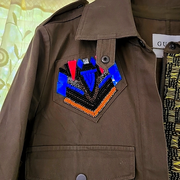 NWOT Women's Army Green Guess LA Button Up Jacket with Fringe Size S - Picture 3 of 9